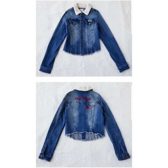 GIRL'S HUDSON 2-PIECE "BESTFRIEND BIG REBEL HEART" STRETCH JEANS + JACKET Sz 10 - Picture 7 of 12
